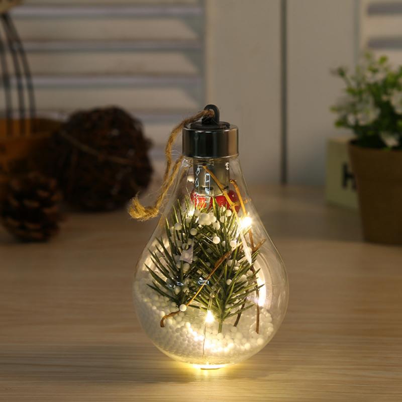 Christmas Tree Decoration Pendant Plastic Bulb Ball Warm White LED Light Transparent Christmas Cute Ornament: 02