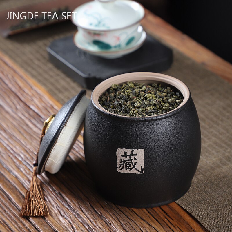 Frascos de cerámica tradicionales a prueba de humedad para el hogar, recipiente hermético para té, hierbas medicinales, contenedor de almacenamiento de granos, suministros para mesa de té