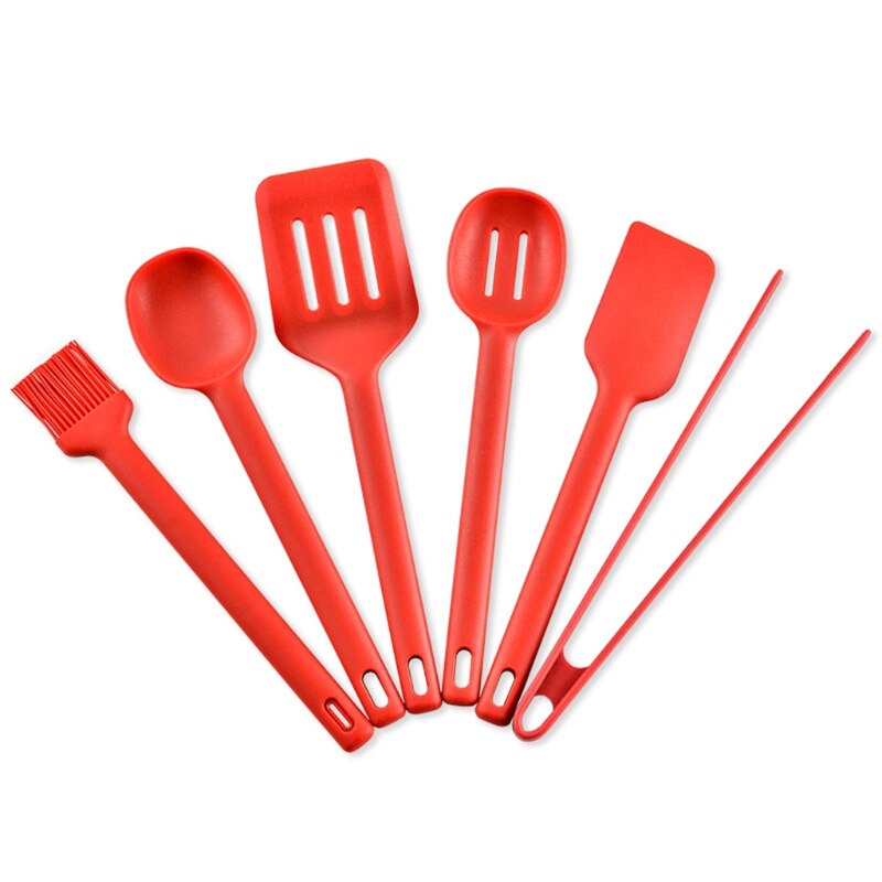6-piece Set Kitchen Utensils Set Silicone Kitchenware Kitchen Cooking Tools Sets: Red