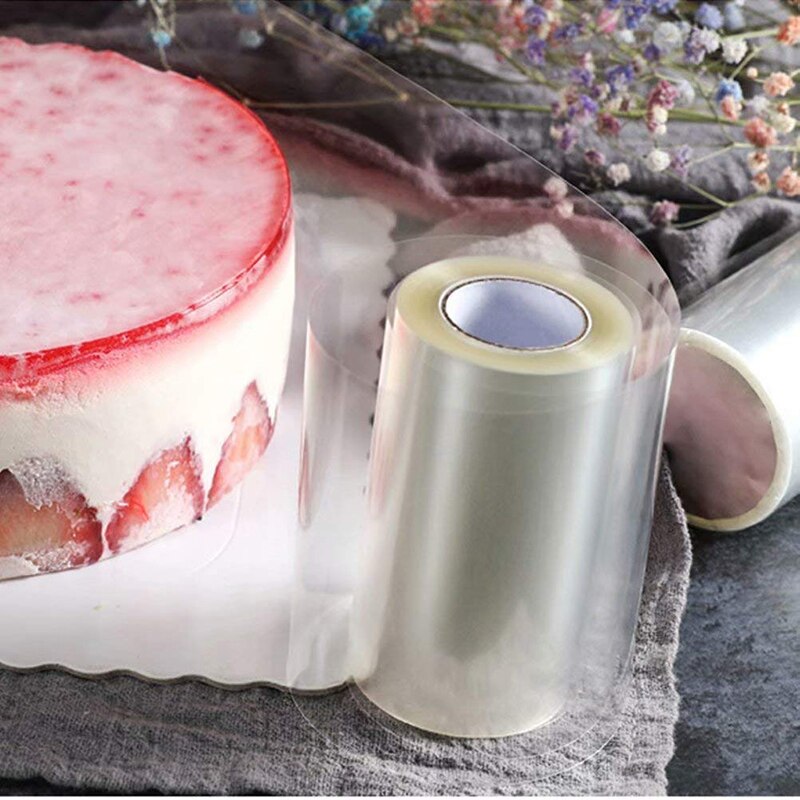 Colliers à gâteaux en rhodoïde, bord de ruban en rouleau dans le cercle de film, feuille de mousse transparente, bord de décoration de gâteau au chocolat