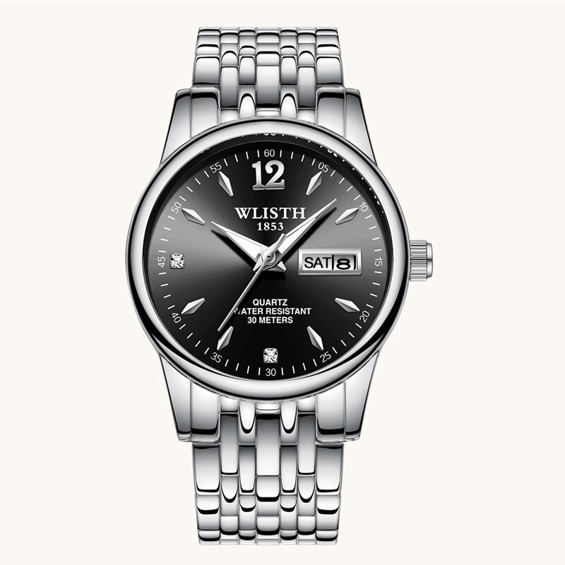 Wlisth Paar Horloge Eenvoudige Kleine Verse Casual Quartz Vrouwelijke Horloge Lichtgevende Mannen Horloge Waterdicht Trend Vrouwen Horloge: Men Black