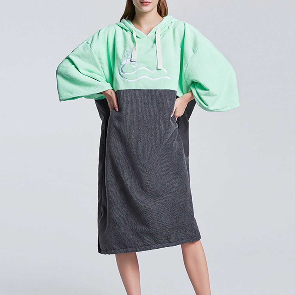 Unisex Thick Beach Robe Surf Swimming Bath Robe Water Absorption Hooded Poncho