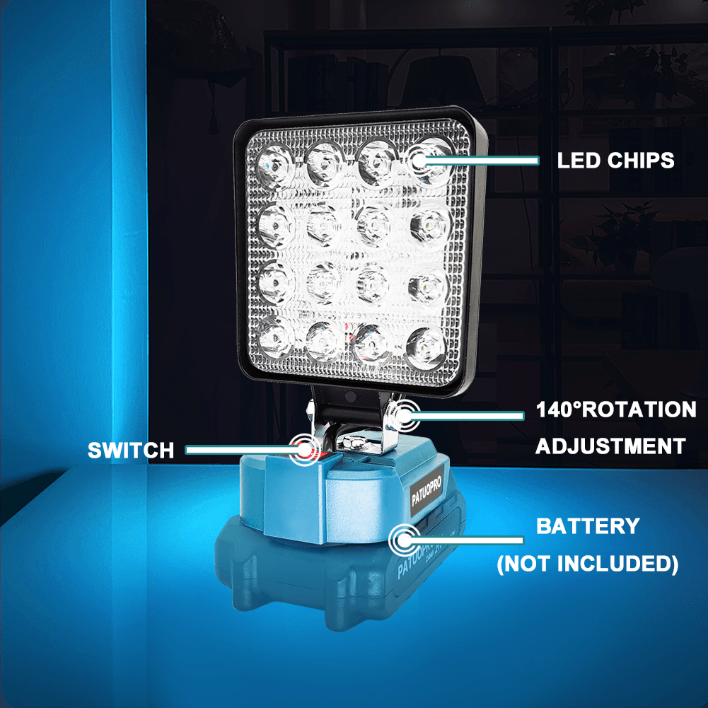 Schnurloses LED-Arbeitslicht, Baustellenlicht, Strahler-Werkzeug für Makita 18 V Akku, Lampe, Flutlicht, Taschenlampe (keine Batterie)