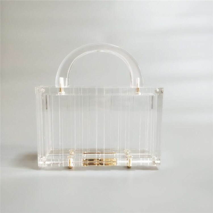 Vrouwen Tas Transparant Acryl Portemonnees En Handtassen Shell Dag Koppelingen Gestreepte Euro-Amerikaanse Stijl Luxe Handtas: Default Title
