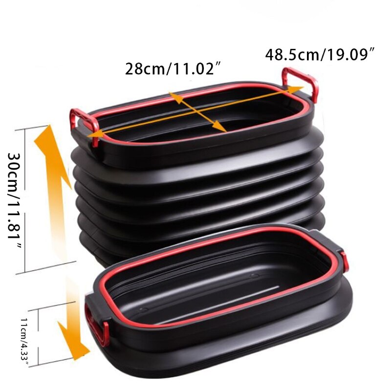 Portable Fishing Water Bucket 37L With Lid Space Saving Outdoor Waterpot Collapsible Rectangular Handy Basket