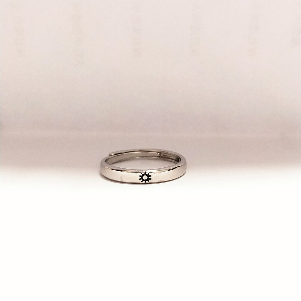 Simple Opening Sun Moon Ring Minimalist Silver Color Sun Moon Adjustable Ring For Men Women Couple Engagement Jewelry: Sun (Male)