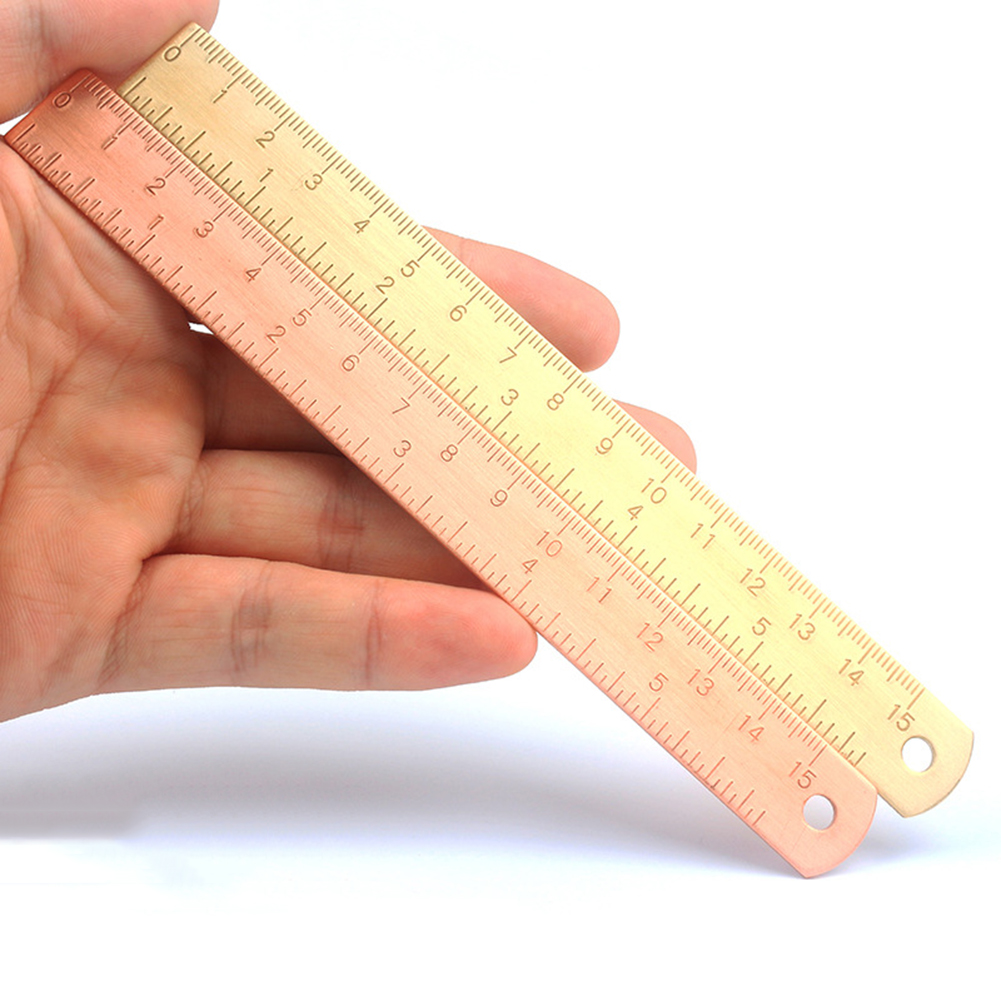 Marcapáginas de latón de 15Cm, regla recta de medición de oro rosa para escuela, papelería, herramientas de dibujo de pintura de Metal, 1 ud.