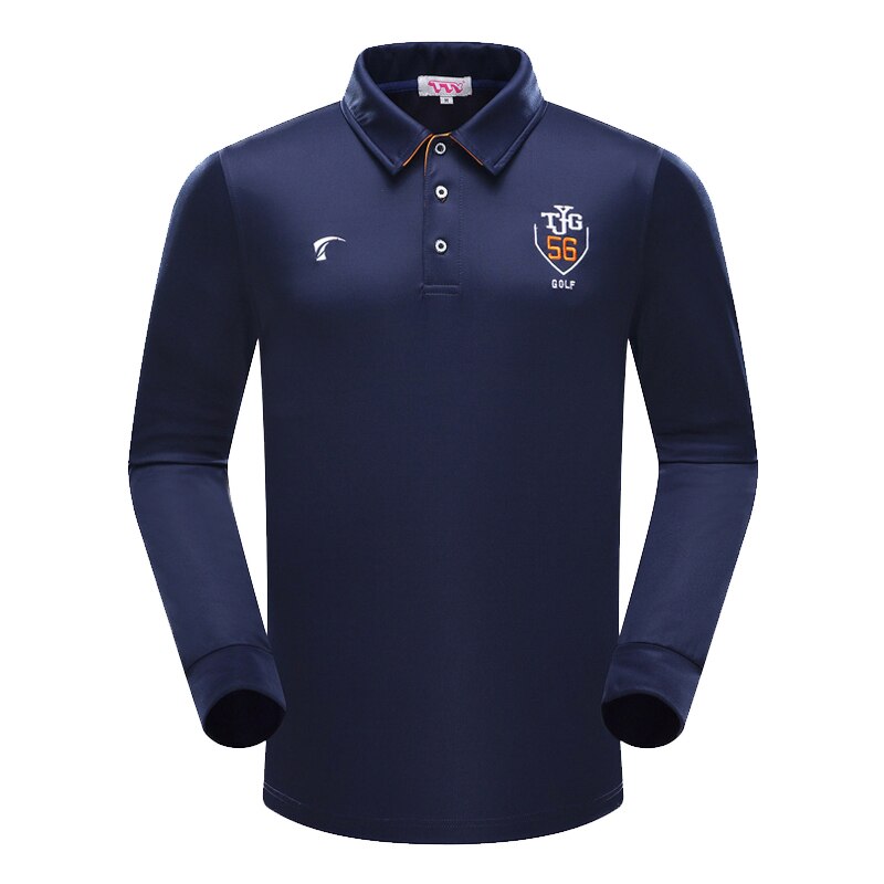 Herre golfbeklædning langærmet skjorte sportsuniformer forår og efterår langærmet t-shirt åndbare pullovere plus størrelse: Marine blå / M