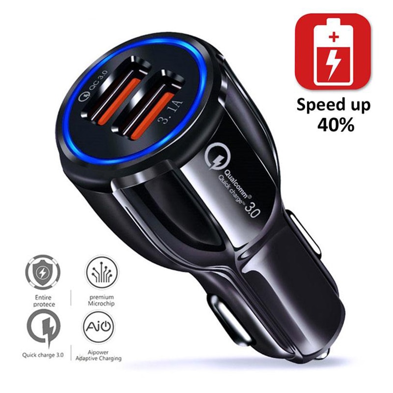 Usb Autolader 3.1A Quick Charge 3.0 Fast Charger Voor Iphone Huawei P40 P30 P20 Mate 30 20 Lite Honor dual Usb Telefoon Oplader