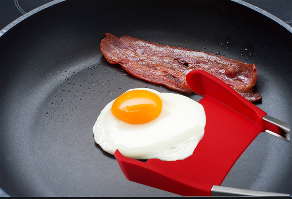 2 in 1 Smart Kitchen Spatula and Tongs Non-Stick Heat Resistant Stainless Steel Frame Silicone Tongs Kitchen Gadget