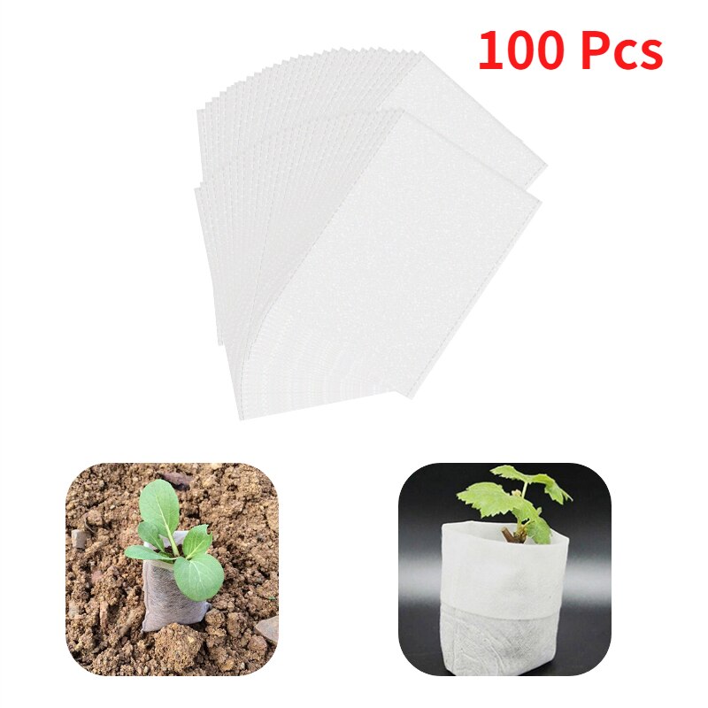 100Pcs Garden Seeding Bags Nursery Plant Grow Bags Seed Pots Biodegradable Seeds Nursery Bag Plants Flower Pot For Garden Patio