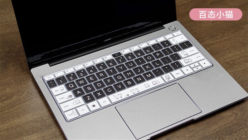 English Letters Keyboard Cover Stickers for Huawei Matebook X Pro 13.9 D14 D15 Soft Silicone Letters Alphabet Protective Film: Beige
