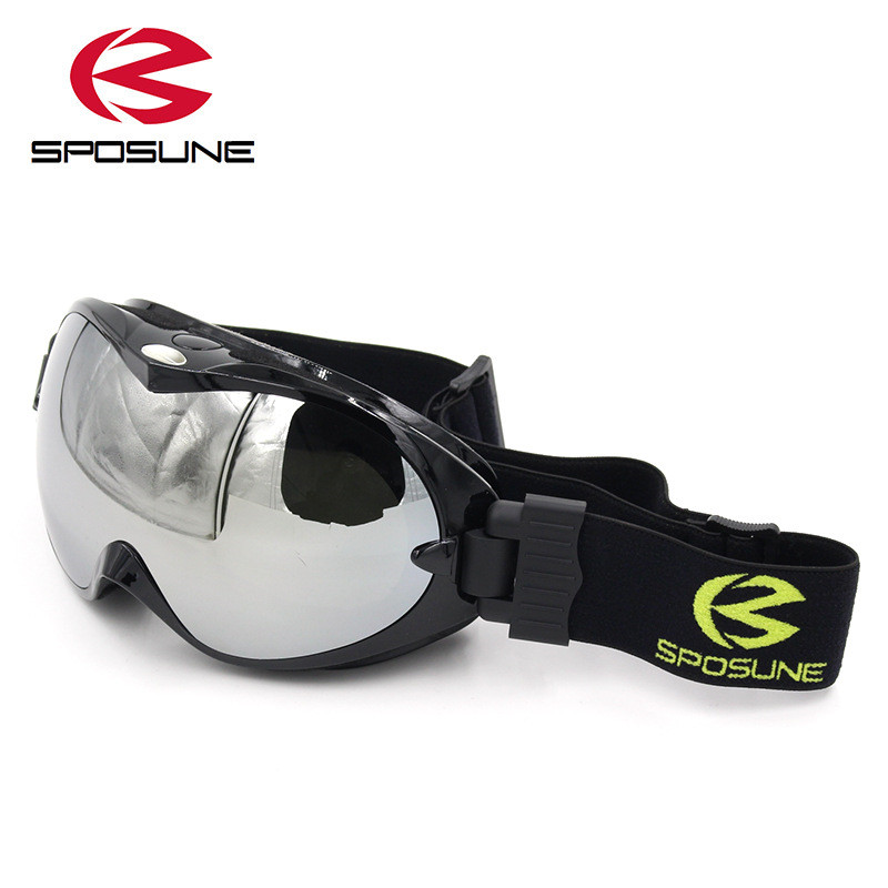 Barn snøskibriller for gutter jenter anti fog  uv400 doble linse vinter snowboardbriller googles skibrille barn skibriller: Svart ramme