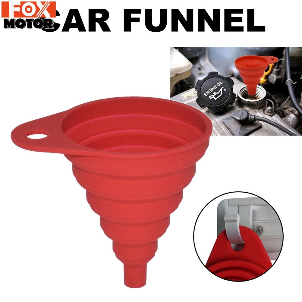 Universal Collapsible Silicone Funnel Gasoline Oil Fuel Petrol Diesel Water Liquid Supply Fill For Moto Car Boat RV Van Home DIY