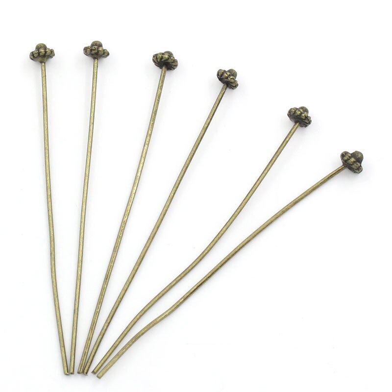 Zinc metal alloy Ball Head Pins Antique Bronze 5.2cm(2") long, 0.7mm ( gauge), 4 PCs
