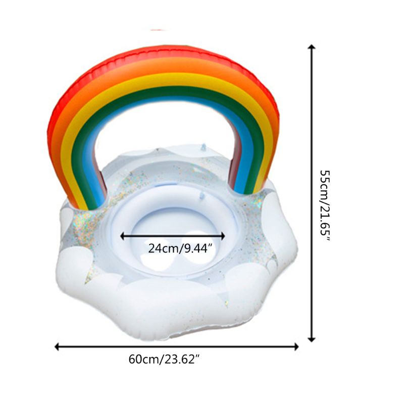 Inflatable Glitter Sequins Swimming Ring Arch Rainbow Cloud Toddler Baby Seat Circle Float Water Entertainment Toy for Pool Beac