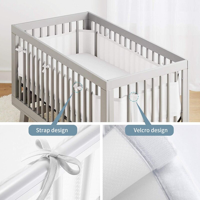 Baby Crib Bumper,Classic Breathable Mesh Crib Line... Grandado