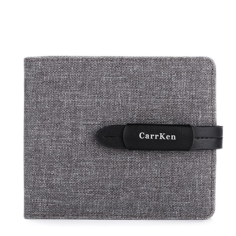 Men Wallets Small Wallet Men Coin Bag drawstring Short Male Wallet oxford fabric Card Holder Purse billetera hombre: Gray