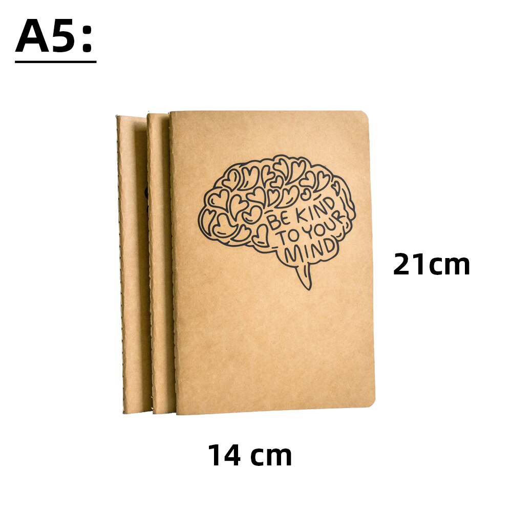 Notebook A5 Link Blank Paper Eye Protection Black Print Brain Lovely Note Books Journal Student Teacher Office Planner