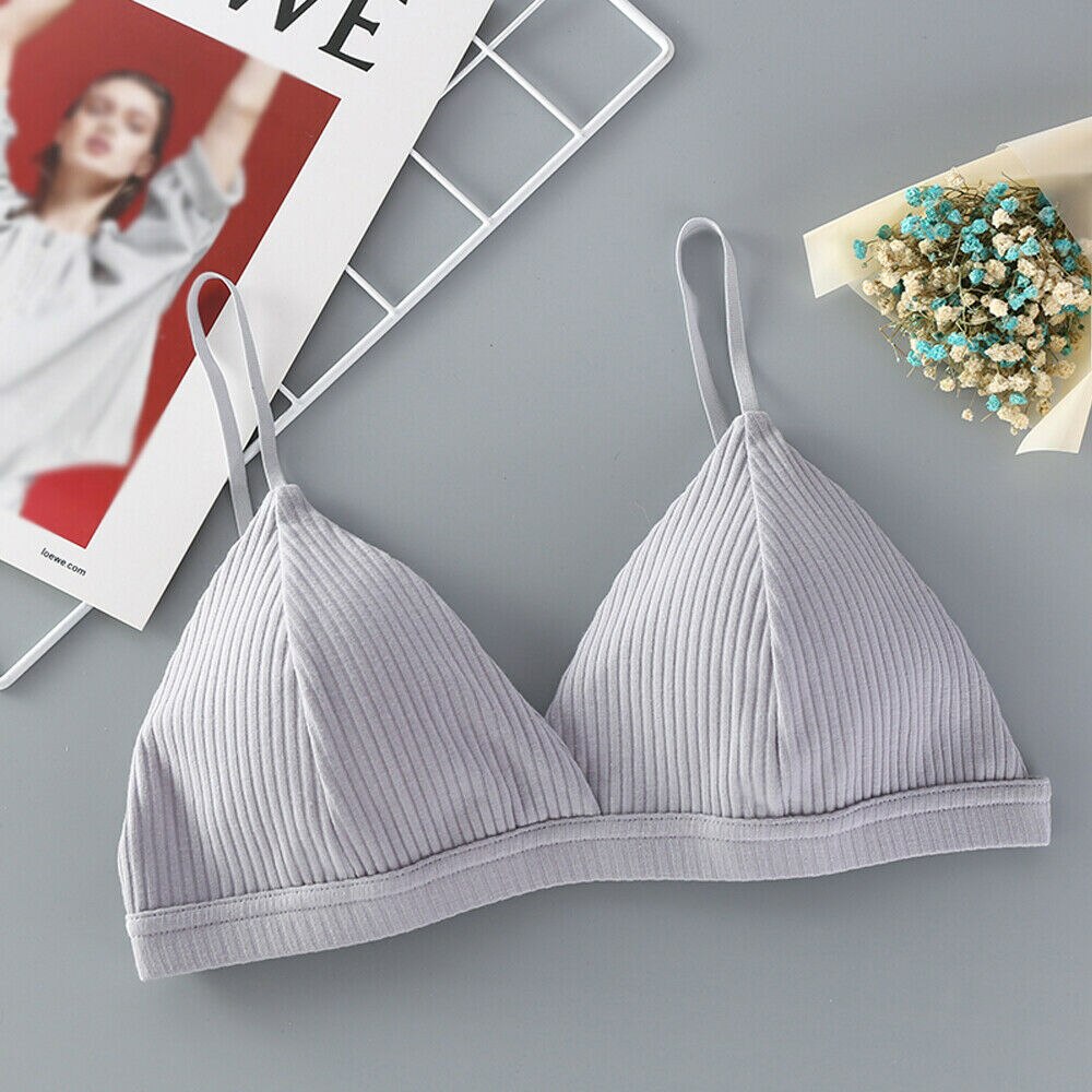 Women Comfortable Full Coverage Bra Lace Wireless Adjustable Breathable Bras Black Gray White Flesh: Gray