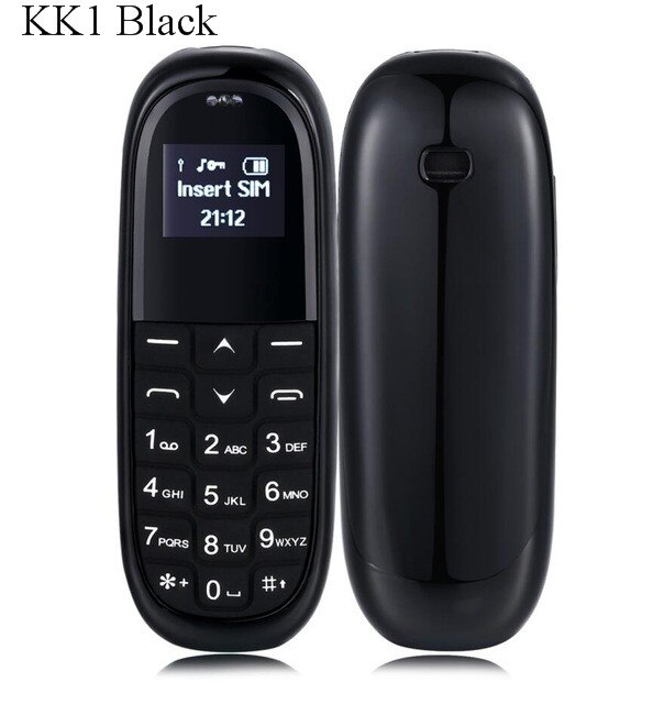 Mini Pocket Mobiele Telefoon Aeku KK1 KK2 0.66Inch Draadloze Bluetooth Dialer Kleinste Mobiele Telefoon Magic Voice Russische Toetsenbord: English Keyboard / Black KK1