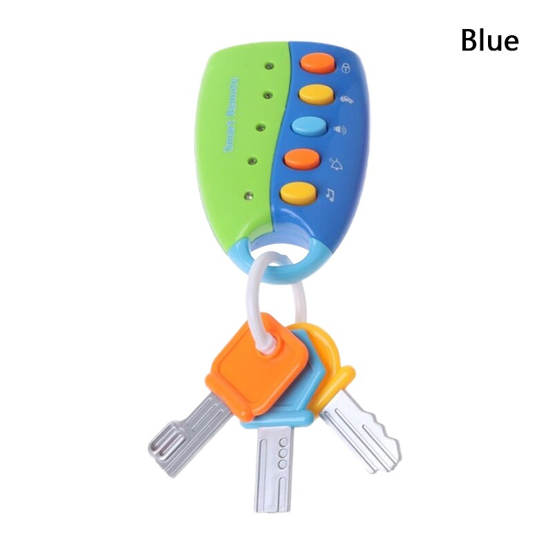 Coche Musical de juguete para bebé, juguete de llaves, control remoto inteligente, voces, juguete para juego de imitación, simulación de coche, llave, cerradura, juguete educativo: Azul