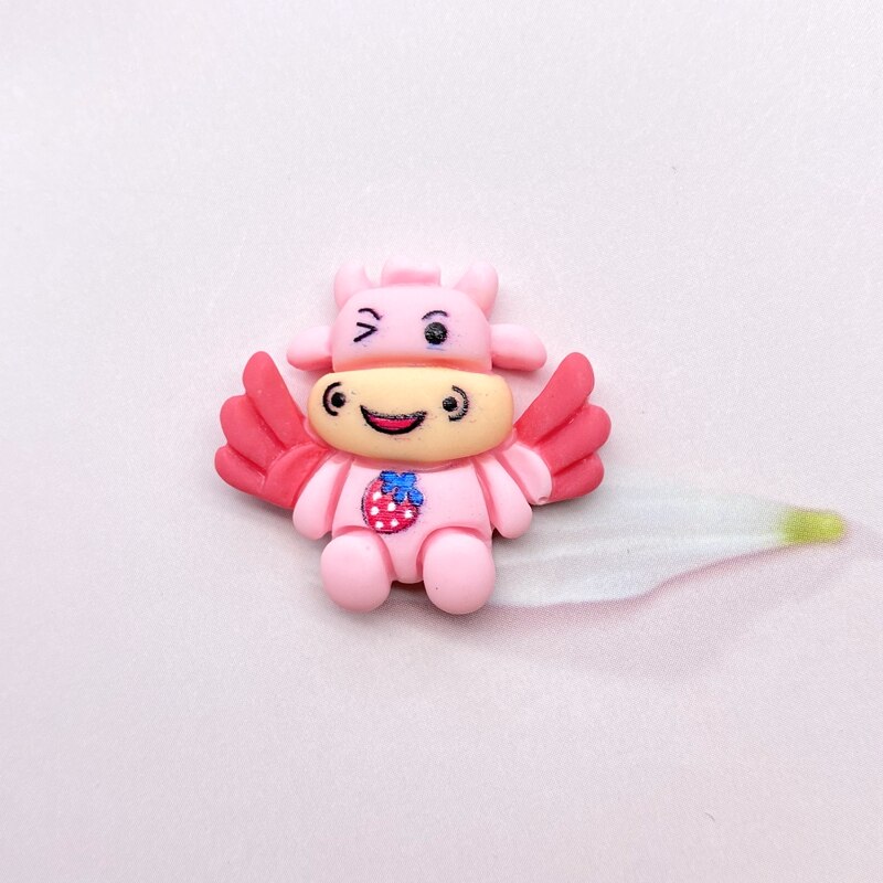 10Pcs Kawaii Leuke Mini Koeien Met Vleugels Flat Terug Cabochons Scrapbooking Diy Sieraden Craft Decoratie Accessoires F07: Roze