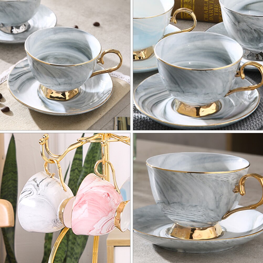 1 Set Pretty 250ml Ceramics Coffee Cup with Saucer Unique Juice Mug Ceramics Milk Mug Cup Ceramics Cup for Inside Indoor Home