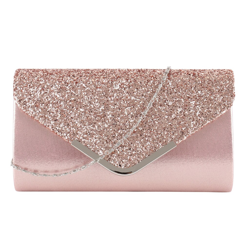 Women's clutch bag, women's ladies wallet purse, party bag, envelope bag, bridal wedding evening bag, portable chain bag: Pink