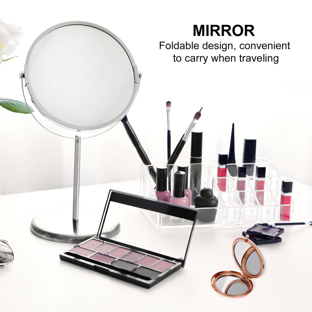 Portable Metal Makeup Mirror Handheld Mini Cosmetic Make Mirror