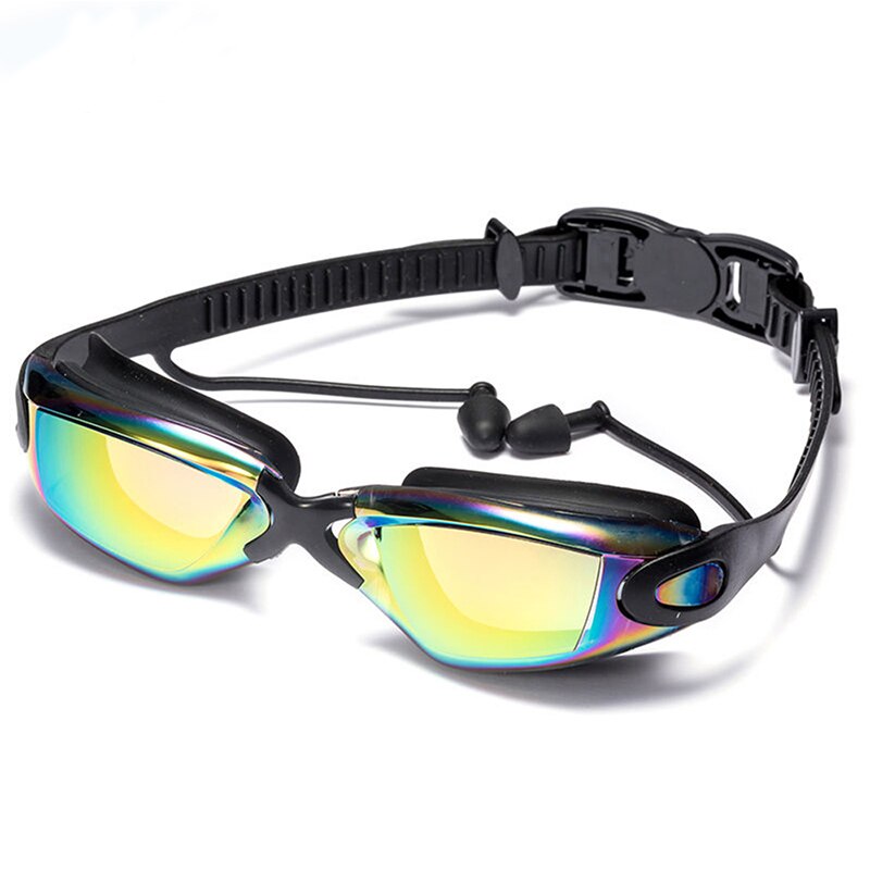 Svømmebriller svømmebriller med ørepropper næseklemme elektroplade vandtæt silikone очки для плавания adluts