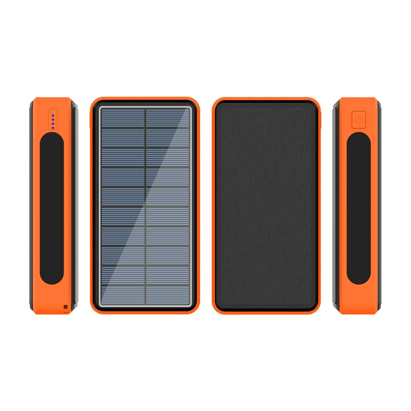 Solar Power Bank 80000mah Portable External Charger Fast Charging Four USB PoverBank LED External Battery for Iphone Xiaomi: Orange