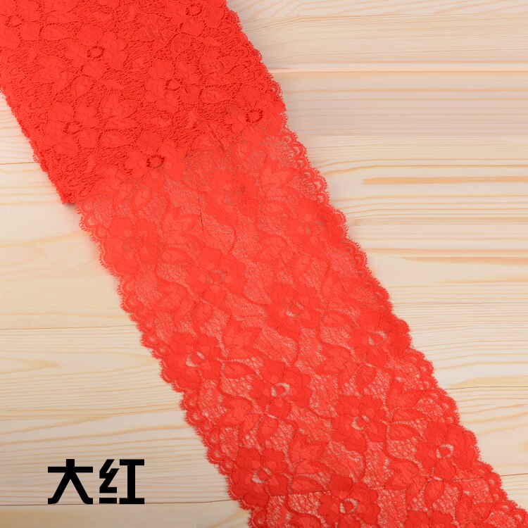 Elastic Lace Ribbon Tape 16cm Lace Trim Fabric Embroidered White Lace Trimmings DIY Crafts Sewing Material Garment Accessories: Red