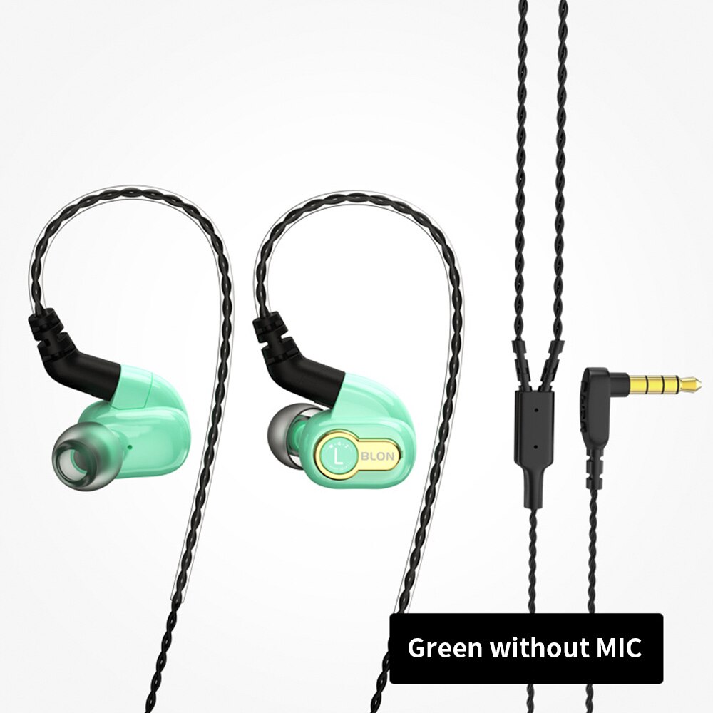 BLON BL-05s 3rd Generation 10mm Upgraded Carbon Diaphragm In Ear Earphone HIFI Sport Earphone Earbuds 2Pin 0.78 BLON BL-03 BL03: Green no mic