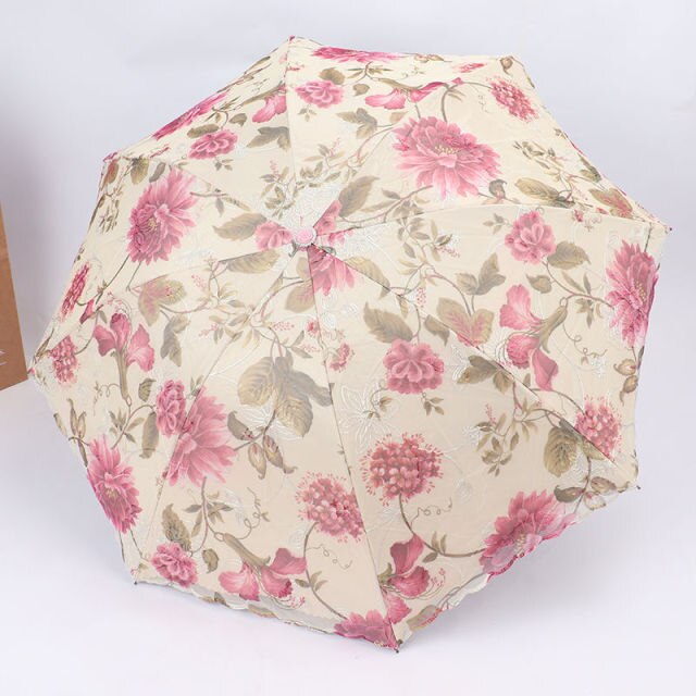 Handtas Borduren Kant Kleur Lijm Zwarte Lijm Afdrukken Double Layer Paraplu Zon En Regen Dual Purpose Zon Bescherming