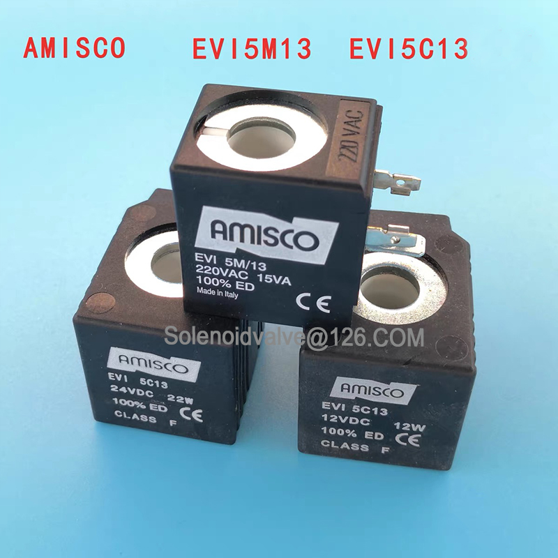 opprinnelig amisco evi 5m/13 ac220v evi 5m/13 magnetventilspole evi 5 c 13 dc24v evi 5 c 13 indre åpning: 13mm høyde: 40mm