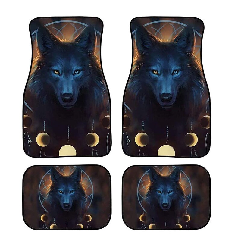 Aimaao Wolf-alfombrillas automotrices para mujer, coche, camión, SUV, ajuste Universal, para asientos delanteros y traseros, para VW y Toyota: wolf3