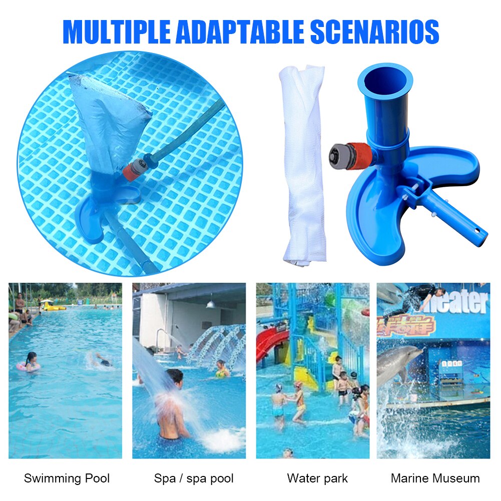 Swimming Pool Vacuum Suction Head Cleaning Tools Pool Cleaner Brush with Mesh Bag Outdoor Swimming Pool Cleaning Accessory