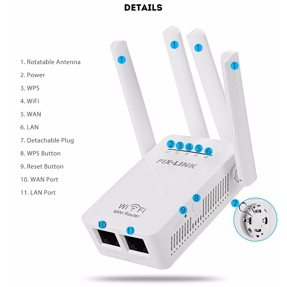 2.4 Ghz WiFi Repeater Wireless Wifi Extender 300Mbps Wi-Fi Amplifier 802.11N Long Range Wi fi Signal Booster 2.4G Wifi Repiter