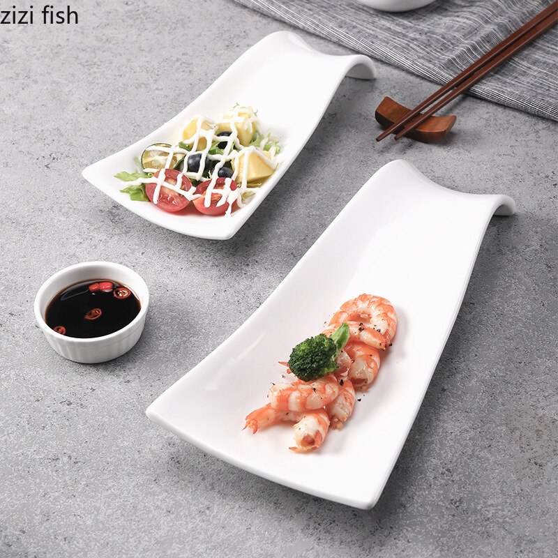 Ceramic Sashimi Sushi Plates Snacks Desserts Tray Display Dish Restaurant Irregular Shape Tableware Steak Dish Vegetable Plates