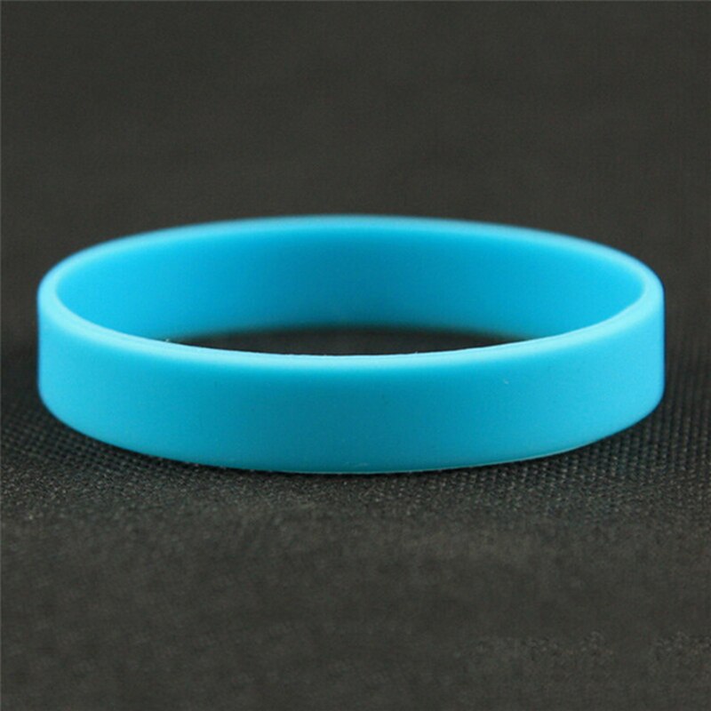 Silicone Rubber Wristband Flexible Wrist Band Cuff Bracelet Sports Casual Bangle For Women Men 12 Colors Bracelet: Sky blue