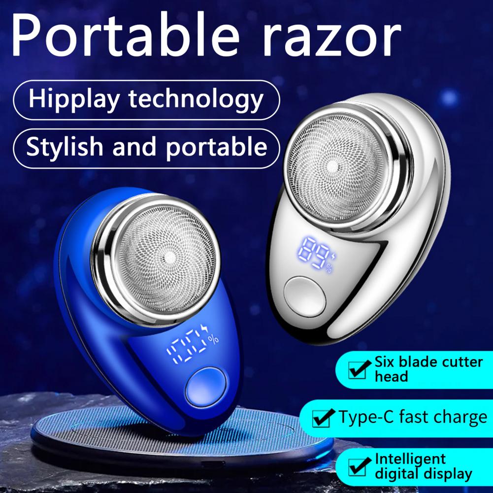 Electric Men Shaver Portable Mini Electric Shaver with Digital Display Type-c Rechargeable Cordless Rotary Razor for Father