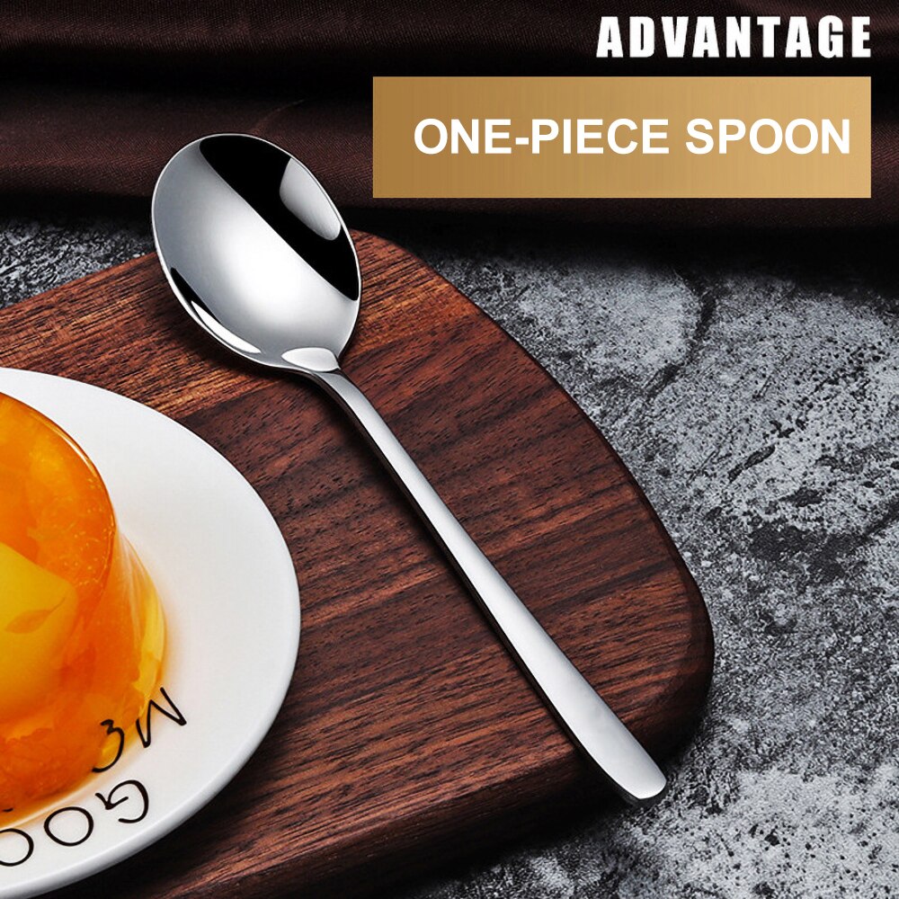 Stainless Steel Tableware Tea Spoon Ice Cream Dessert Spoon Picnic Dinnerware Kitchen Accessories Bar Tools Thicken Soup Spoons