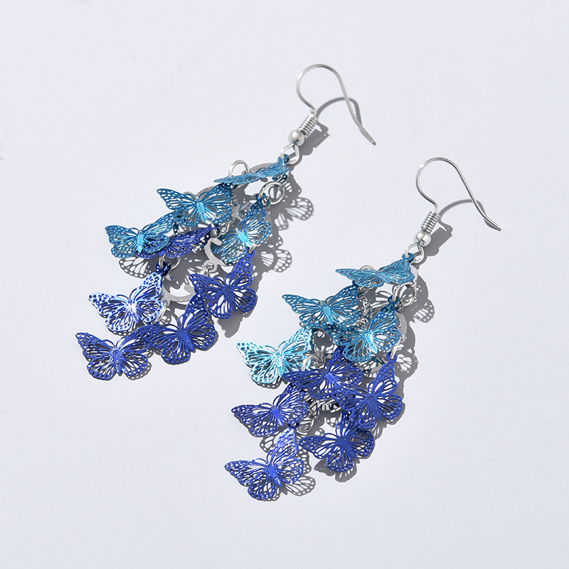 Vintage Hollow Leaves Earrings for Women Bohemian Colorful Long Dangle Earrings Jewelry boucle oreille femme: Antique Copper Plated