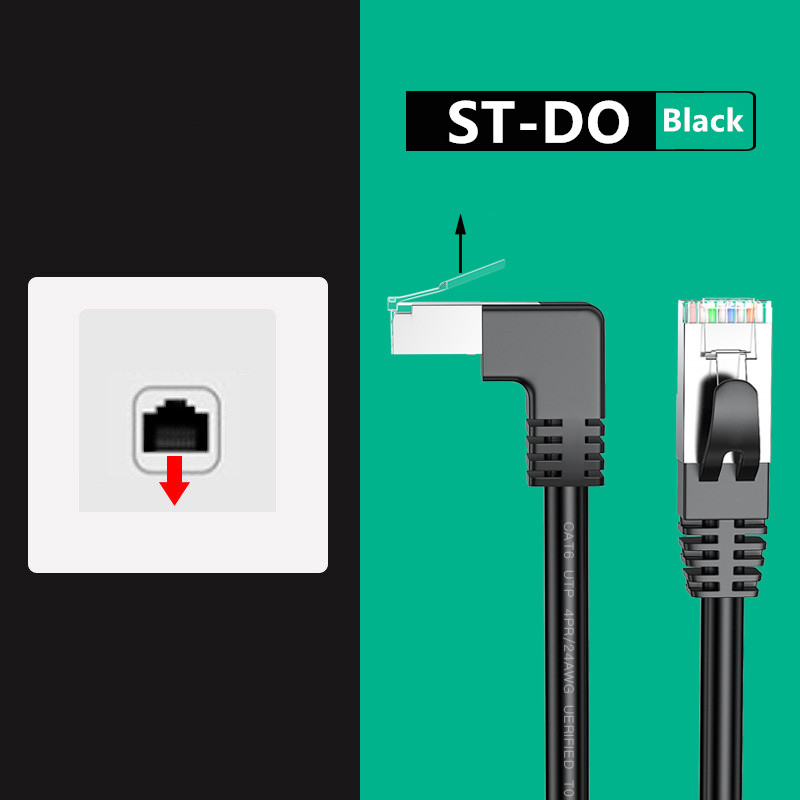 Kot6 kabel Ethernet RJ45 kątowy kabel sieciowy UTP skrawek sznur 90 stopni Kot 6 przewód Lan robić laptopa router TV, pudełko biały czarny: ST-DO-czarny / 10m