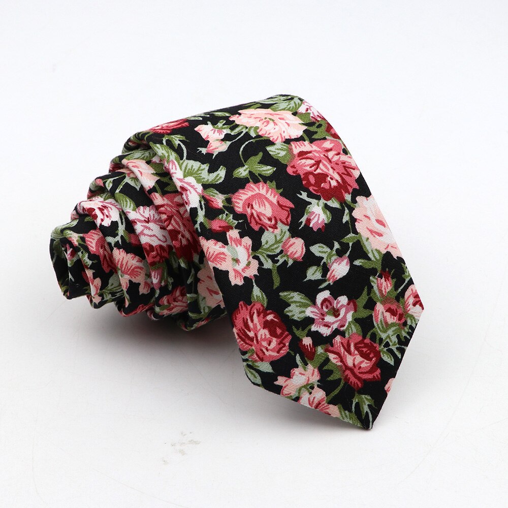 Neue Blumenkrawatte für Männer, dünne, lässige Baumwollkrawatte für Hochzeit, lässige Herrenkrawatten, klassische Anzüge, Blumendruck-Krawatten, Krawatte