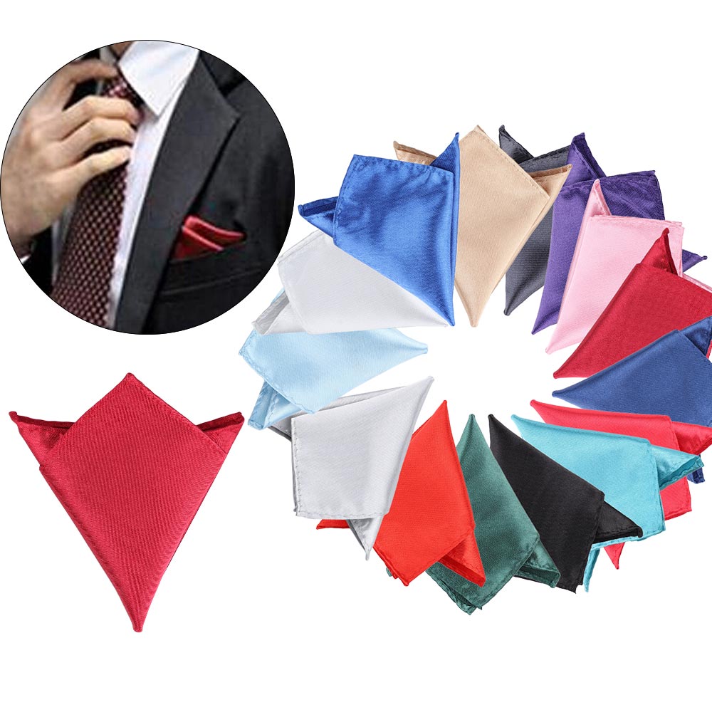 Écharpe carrée noire rouge bleu | Costume blanc homme, accessoires serviette de poche pour Banquet de mariage anniversaire