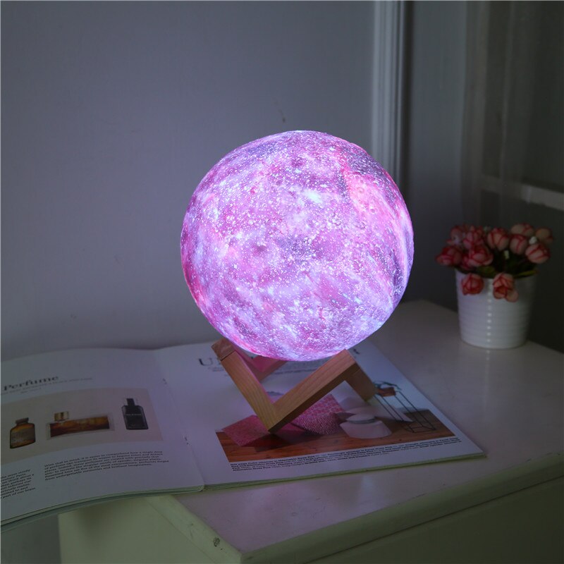 Creatieve 3D Afdrukken Ster En Maan Lamp Kleurrijke Verandering Tactile Decorateur Usb Led Nachtlampje Galaxy Lamp