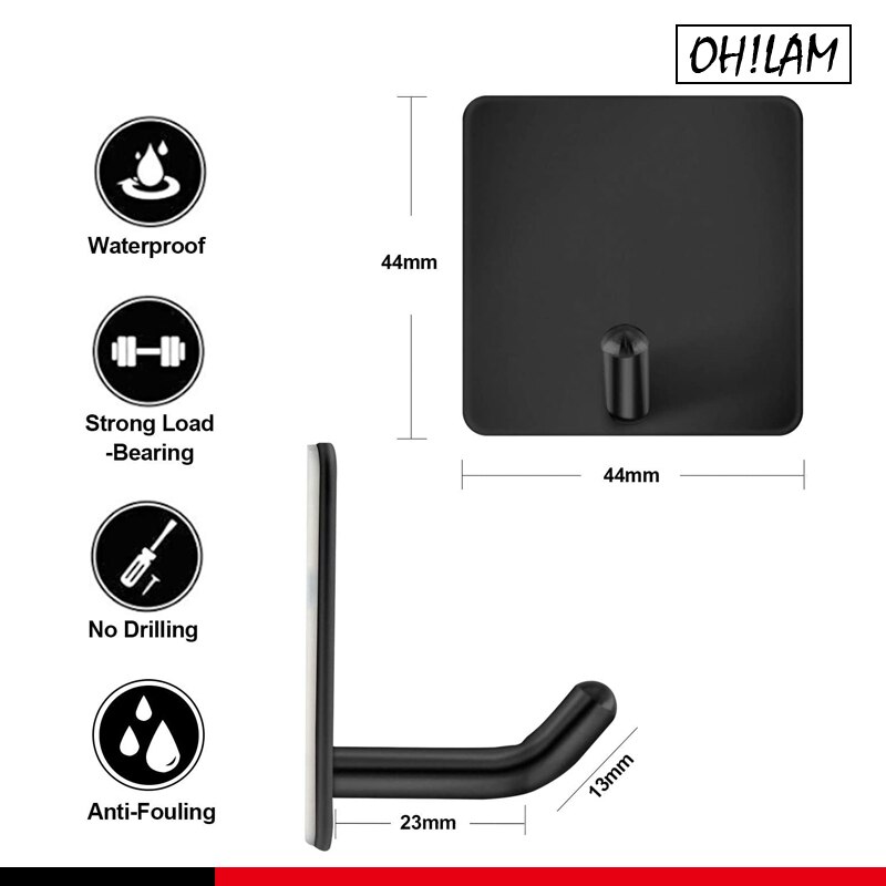 3M Sticker Adhesive Stainless Steel Wall Mount Holder Hook 1pc Door Clothes Coat Hat Hanger Hanger Towel Clothes Robe Rack