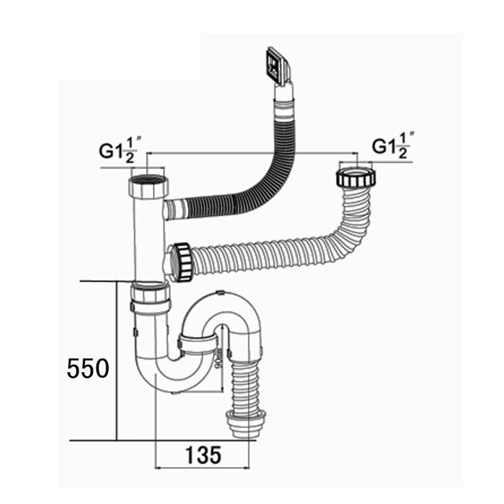 Talea Double Drain hose sink with Pipe kit Pop Up Drain Strainer with overflow Laundry Sink Waste Kit Sink Strainer Disposer